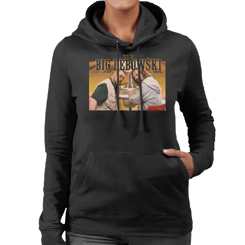 The Big Lebowski The Dude And Walter Bowling Alley Women's Hooded Sweatshirt Hoodie with Hem Fringe Bohemian Relaxed