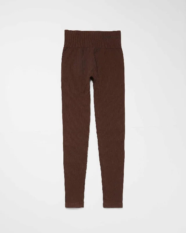 Tyra Rib Leggings Brown Comfortable Capri-Length Leggings