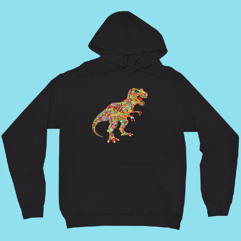 Women T-Rex Zentangle Hoodie Hoodie with Zipper Placket Modern Functional