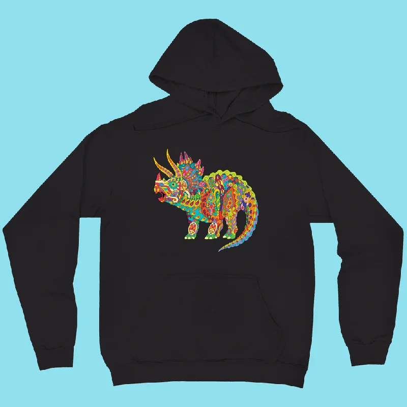 Women Triceratops Zentangle Hoodie Hoodie with Camouflage Military Edgy