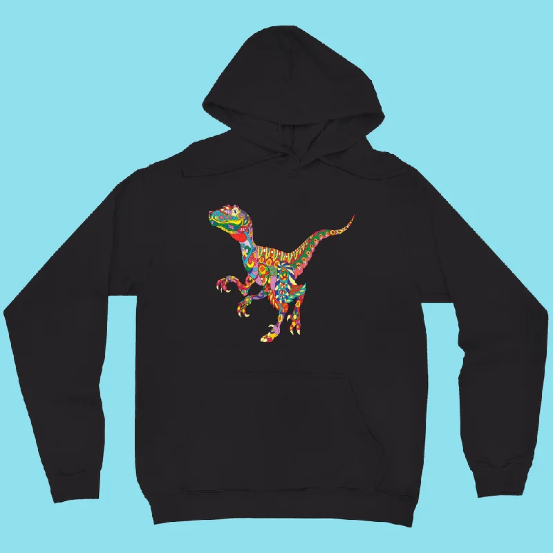 Women Velociraptor Zentangle Hoodie Hoodie with Typography Text Message