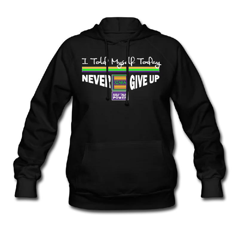 XZAKA Women "Never Give Up" Self Talk Motivational Hoodie - W1261 Hoodie with Neon Bright Vibrant