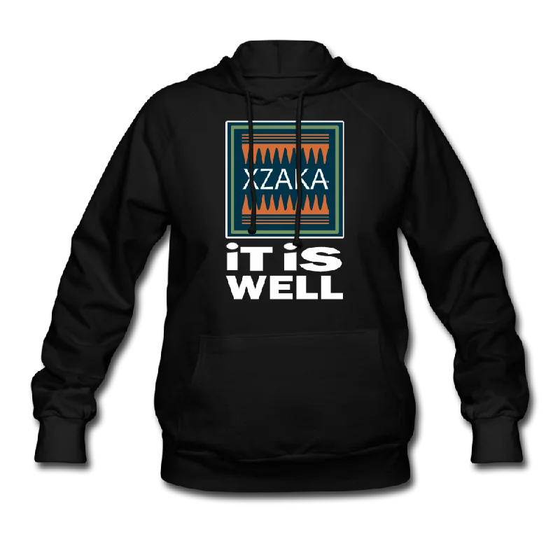 XZAKA Women "It Is Well" Motivational Hoodie - W1253 Hoodie with Button Placket Classic Preppy