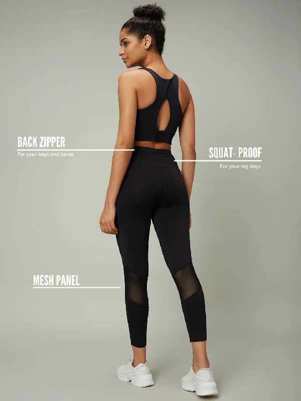 Black High Impact Action Bra and 7/8 Leggings Casual Sporty Leggings