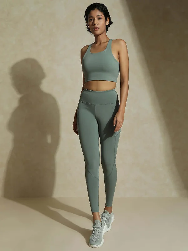 Light Sage High Impact Action Bra & Aura Leggings Cozy Textured Workout Leggings