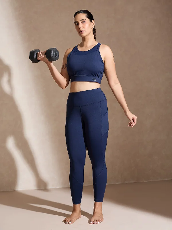 Navy Ultimate Sports Bra & Aura Leggings Classic Solid Color Leggings