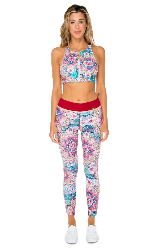 AZUCAR - Racer Back Sports Bra & Skinny Leggings • Multicolor Stylish Stretch-Waist Leggings