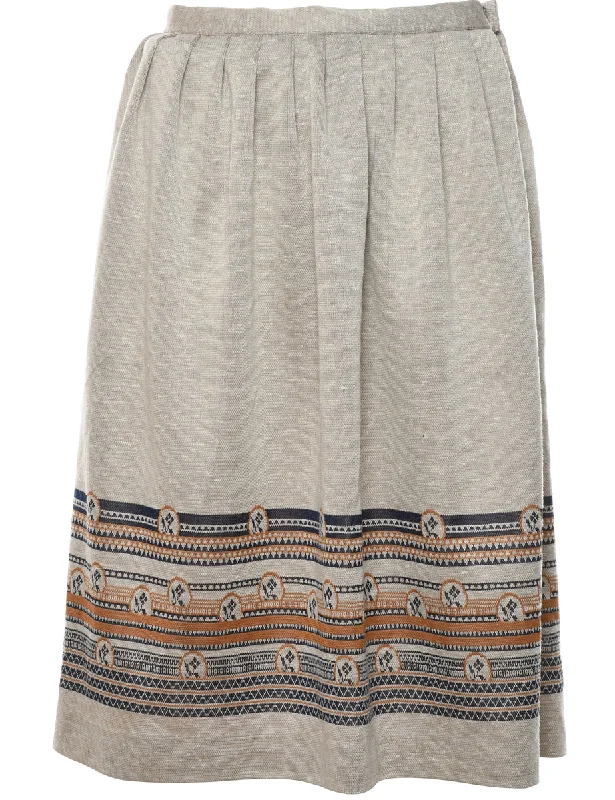 Beige Pleated Skirt - S silk skirt luxurious