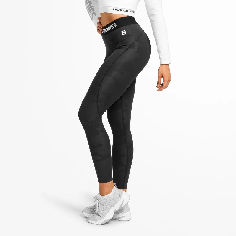 Better Bodies Highbridge Leggings - Black Camo Trendy High-Compression Leggings