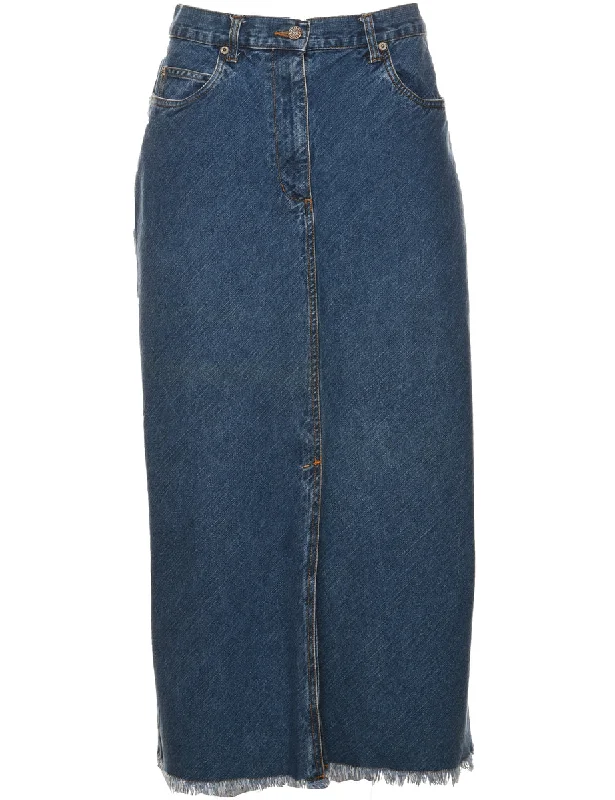 Bill Blass Denim Skirt - M asymmetrical skirt cut