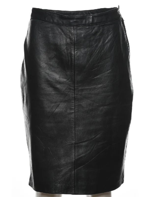 Black Leather Pencil Skirt - S wool skirt sturdy