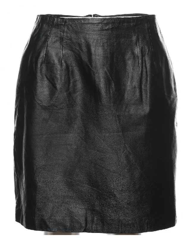 Black Leather Skirt - M denim skirt trendy