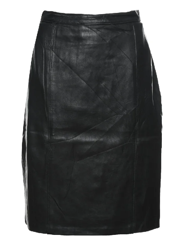 Black Leather Skirt - S silk skirt luxurious