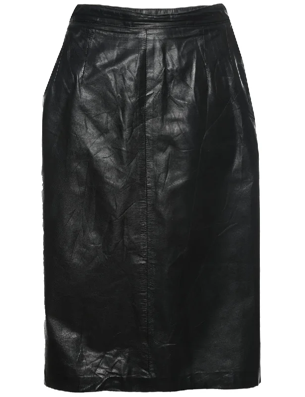 Black Leather Skirt - S linen skirt natural