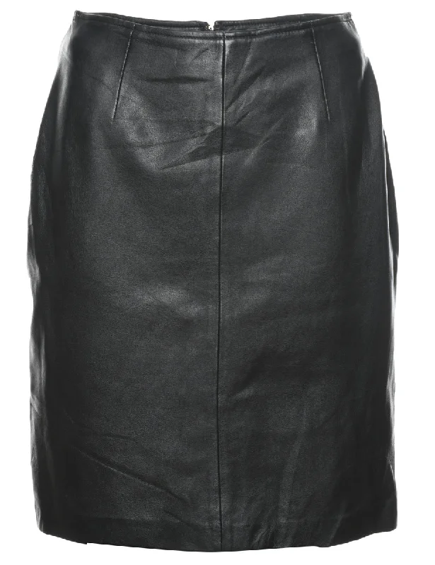 Black Pencil Shape Leather Skirt - M velvet skirt luxurious