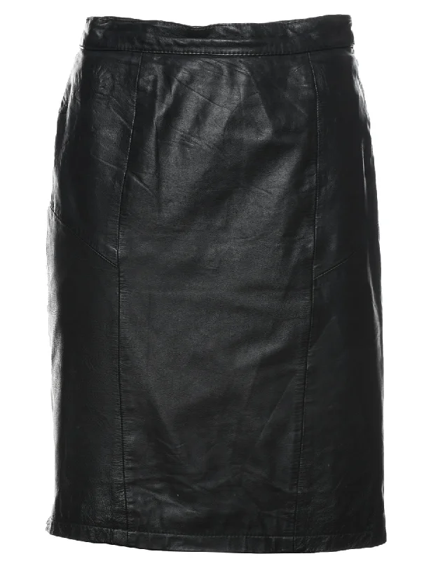 Black Pencil Shape Leather Skirt - S denim skirt fashionable