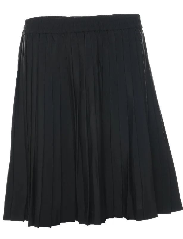 Black Pleated Skirt - M leather skirt sleek