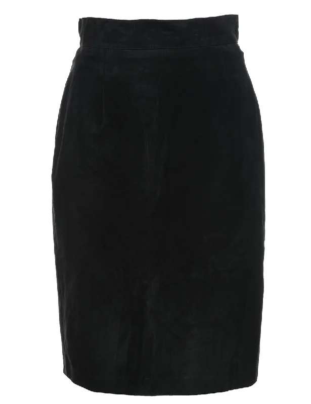 Black Suede Pencil Skirt - S elastic waist skirt