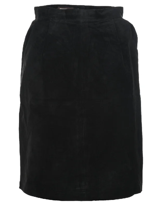 Black Suede Skirt - S belted skirt waist