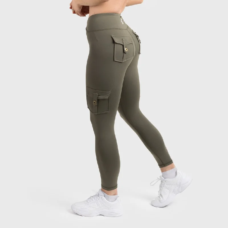 Cargo Leggings, Green Trendy Seamless Sports Leggings