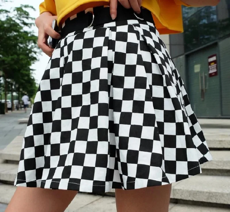 Checkered Pleated Skirt maxi skirt elegant