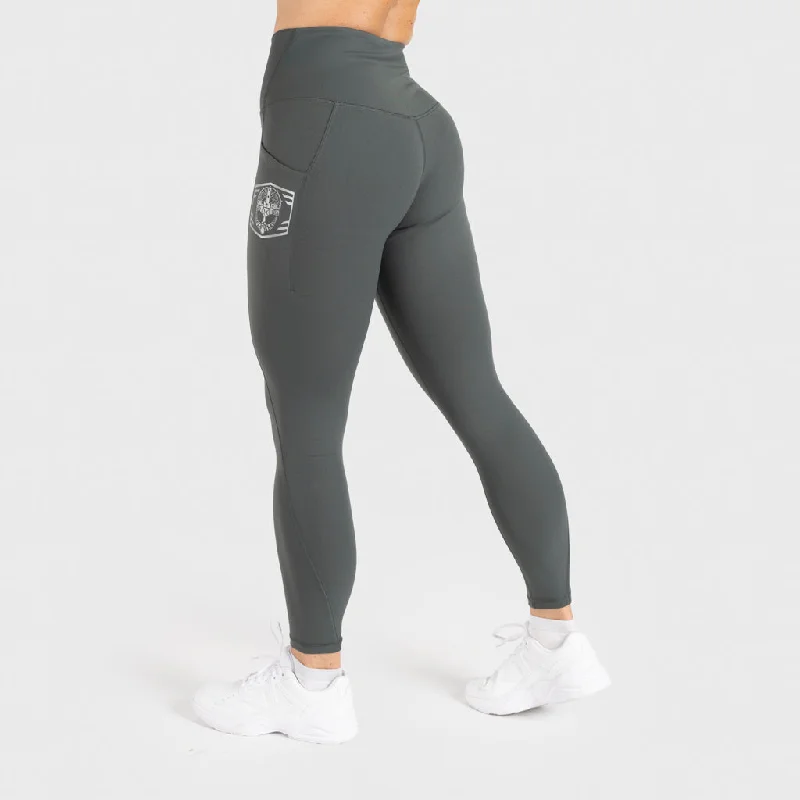 Clan Helmet Leggings, Smokey Green Stylish Athletic Wear Leggings