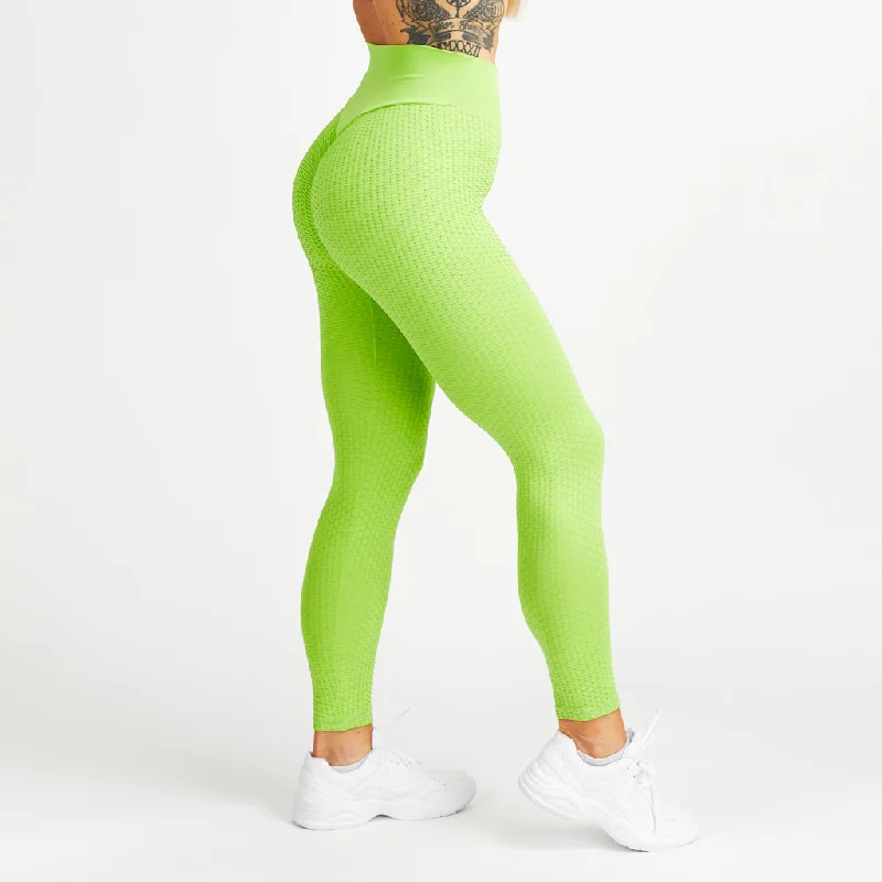 Honeycomb Leggings, Light Green Comfortable Full-Body Compression Leggings