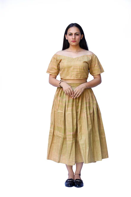 Karvi Mehendi Yarn Dyed Top and Skirt leather skirt sleek