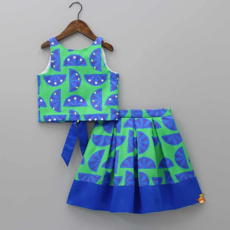 Printed Triple Knot Back Top And Skirt summer skirt style