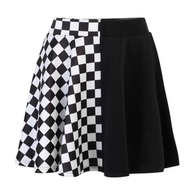 Punk Skirt Gothic Plaid A-Line Mini Skirts Plaid Patchwork Skirt satin skirt smooth