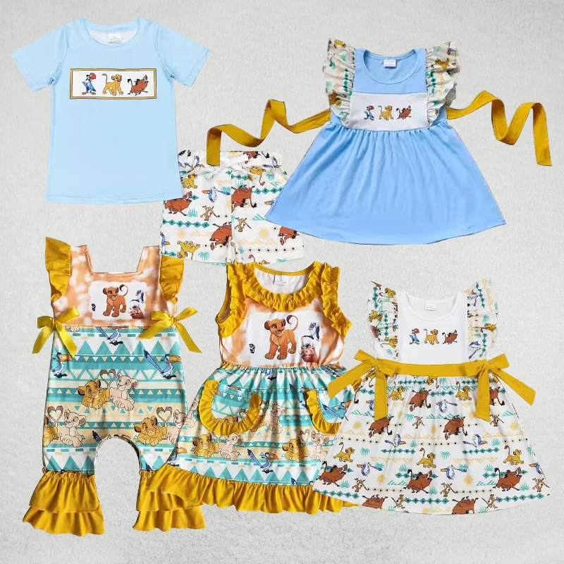 RTS NO MOQ RTS NO MOQ Animal Kingdom Lion Gold Skirt Suit Matching cotton skirt soft