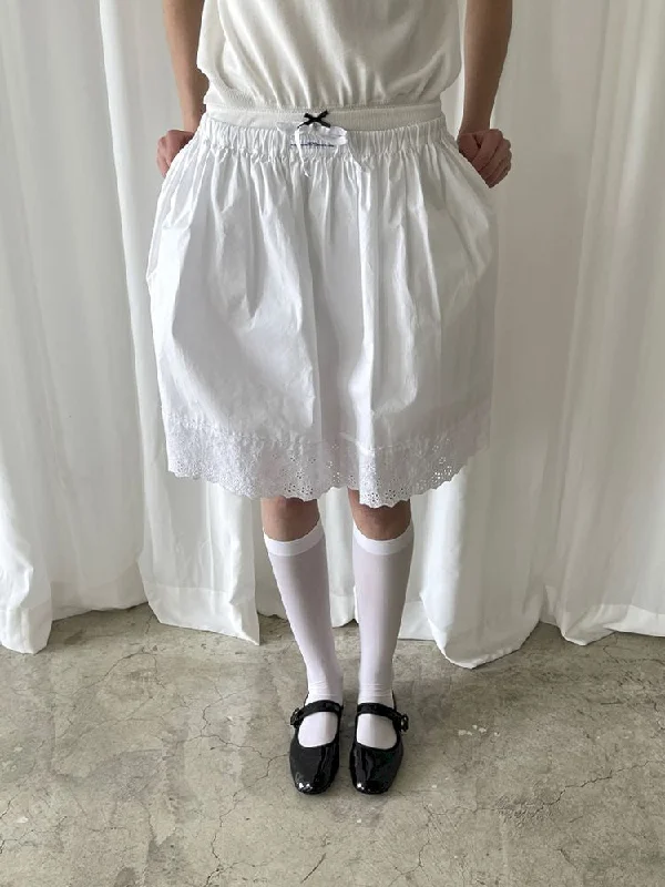 Elastic Waist Lace Hem Half Skirt【s0000007453】 tiered skirt playful