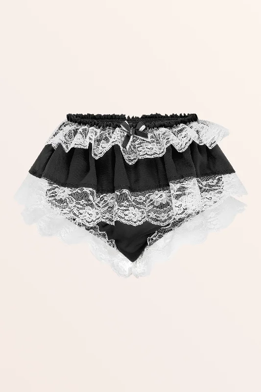 Sissy Chiffon Lacy Skirted Panties - Black casual skirt length