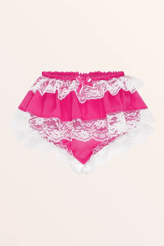 Sissy Chiffon Lacy Skirted Panties - Hot Pink linen skirt natural