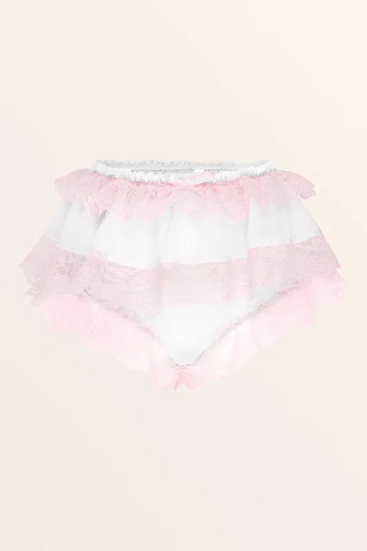 Sissy Chiffon Lacy Skirted Panties - White denim skirt classic