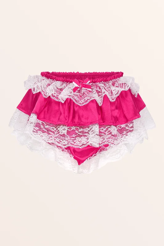 Sissy Satin Lacy Skirted Panties - Hot Pink corduroy skirt durable