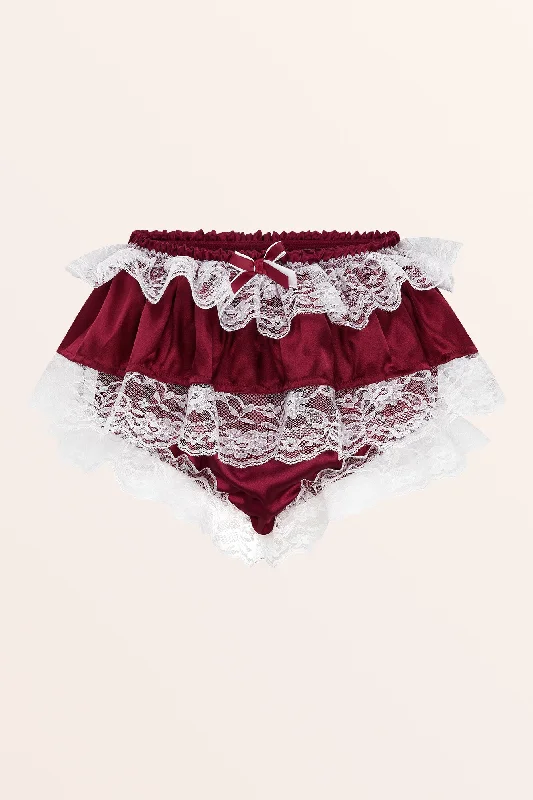 Sissy Satin Lacy Skirted Panties - Wine Red cashmere skirt fine