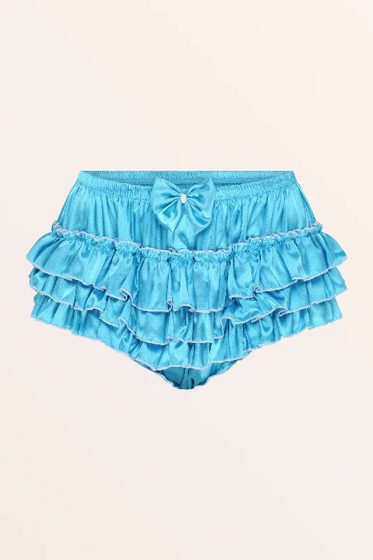 Sissy Satin Ruffled Skirted Panties - Aqua Blue cashmere skirt plush