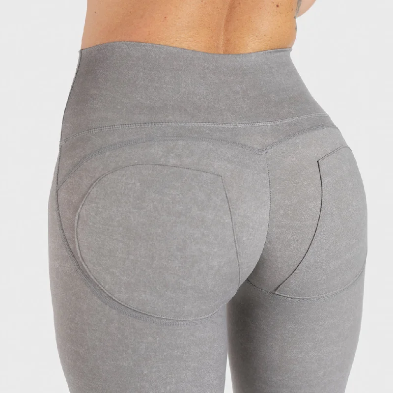 Seat Design Leggings, Grey Trendy Black Mesh Leggings