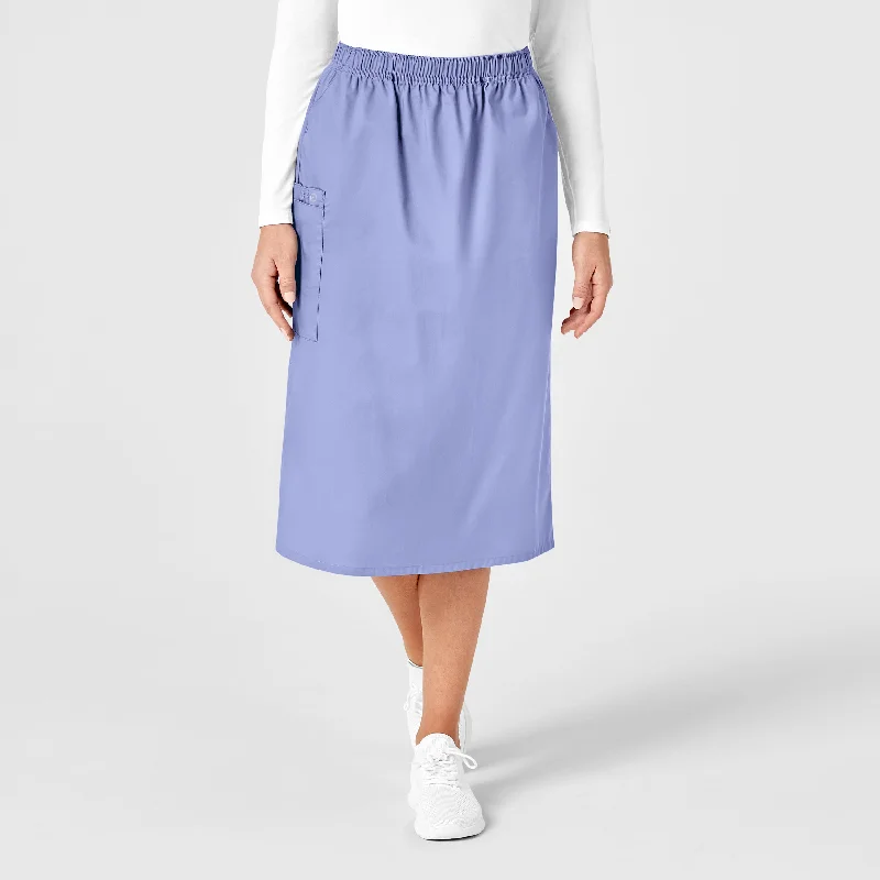 WonderWORK Women's Pull On Cargo Scrub Skirt - Ceil Blue cashmere skirt fine