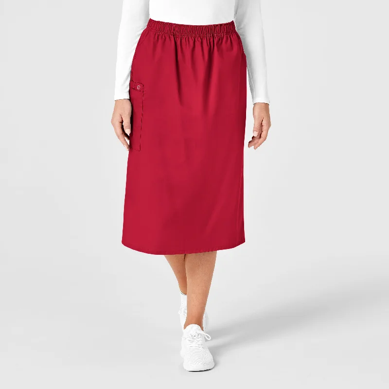 WonderWORK Women's Pull On Cargo Scrub Skirt - Red linen skirt relaxed