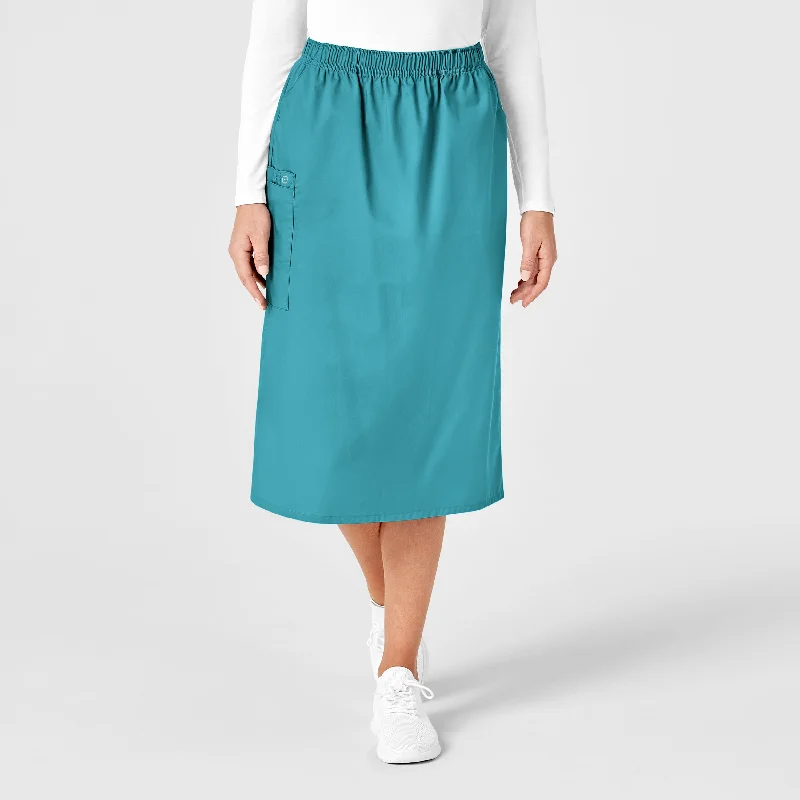 WonderWORK Women's Pull On Cargo Scrub Skirt - Teal Blue lace skirt intricate