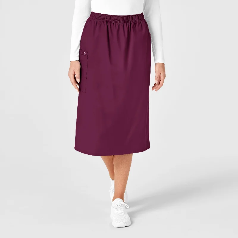 WonderWORK Women's Pull On Cargo Scrub Skirt - Wine leather skirt bold