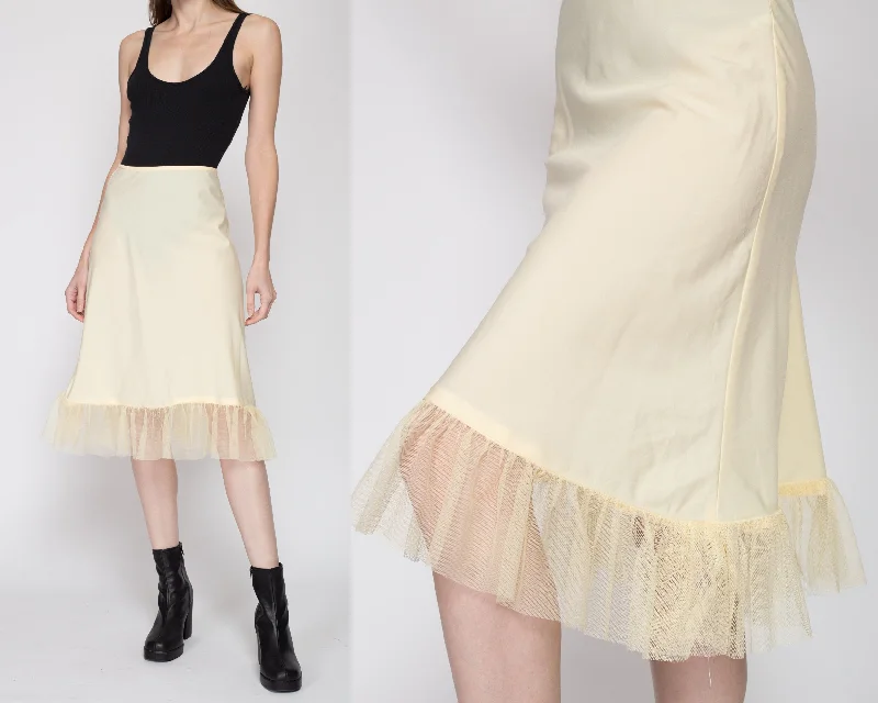 XS Vintage Yellow Ruffle Skirt Slip velvet skirt luxury