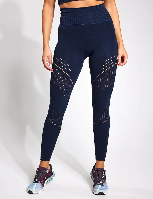 Full Circle Seamless Legging - Navy Fashionable Embroidered Detail Leggings