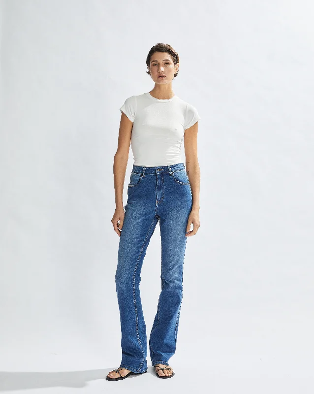 Bodie Jeans Blue Cropped Trendy Wide-Leg High-Waist Denim