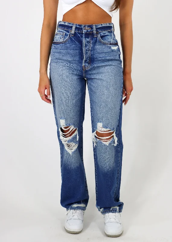 Hear Me Out Dad Jeans ★ Medium Wash Stylish Tapered Fit Jeans