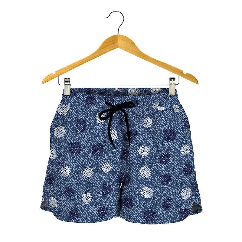 Cute Polka Dot Denim Jeans Pattern Print Women's Shorts Stylish Slim Fit Denim