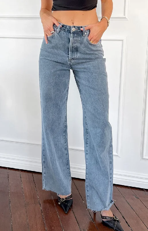 Essie Light Blue Straight Leg Jeans Fashionable Distressed Jeans