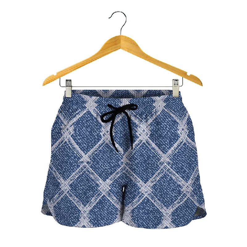 Geometric Denim Jeans Pattern Print Women's Shorts Comfortable Drawstring Waist Jeans